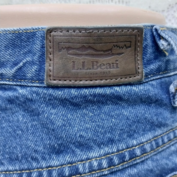 90s L.L. Bean 100% Cotton Blue Jeans High Rise Relaxed Fit Flannel Lined Size 6P - Picture 6 of 8